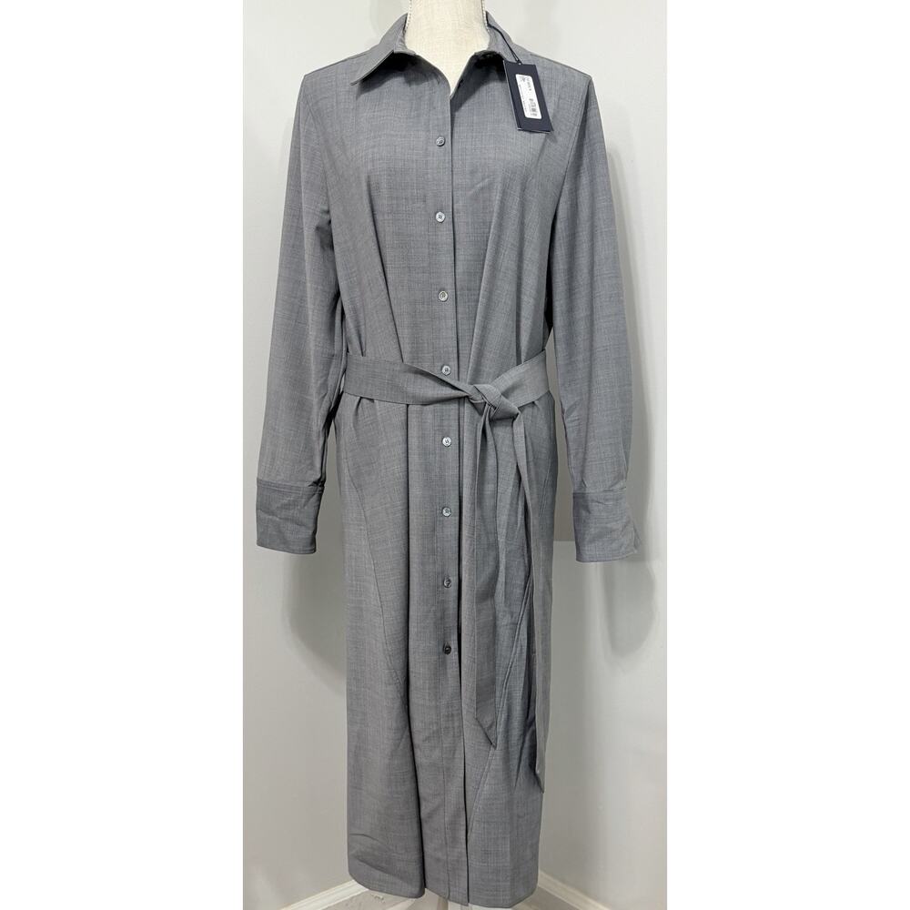 NEW Camicettasnob Sz 46 Coleman Gray Wool Blend Button Down Gray Dress NWT $398
